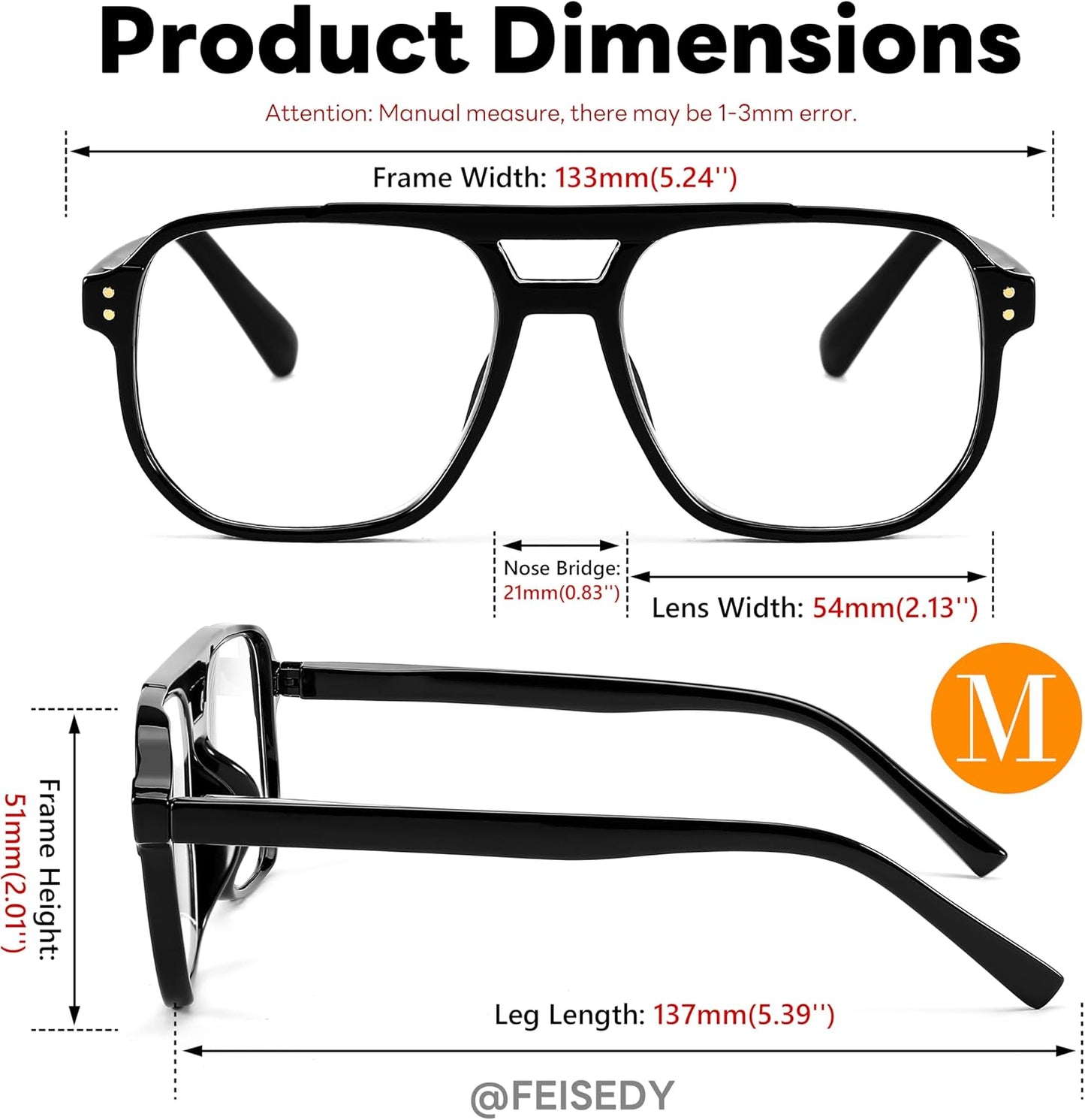 商品图片 7 | B0CHJST8ZK | FEISEDY Retro Aviator Reading Glasses Women Men Blue Light Blocking Reader Plastic Lightweight Frame B0071