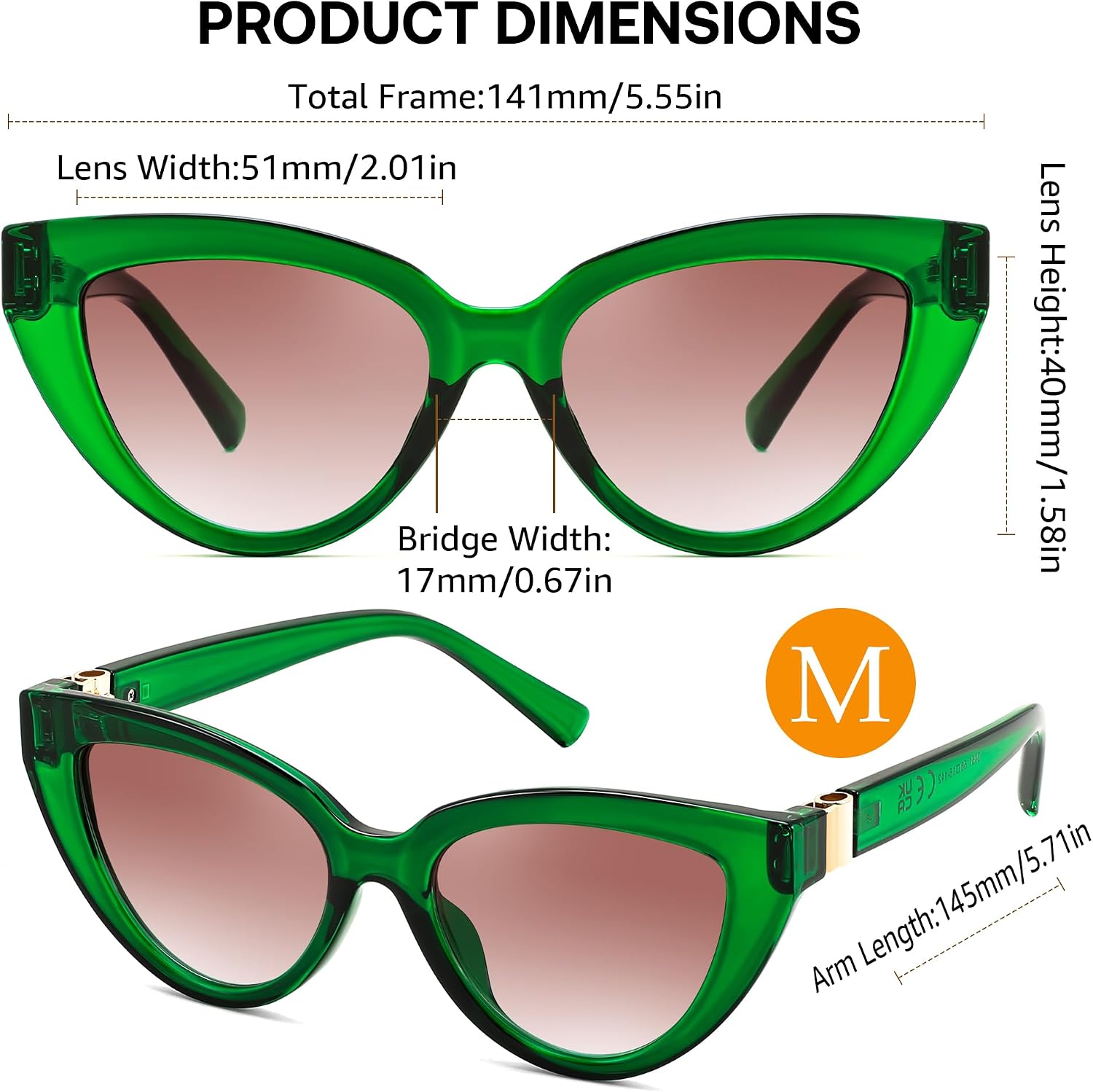 商品图片 24 | B0GVF3CZ9N | FEISEDY Cat eye Sunglasses Polarized and Retro Stylish for Women Men B0428 | UV400 Protection, for Driving Fishing Beach Travel and Party, Metal Accents, Versatile Styling
