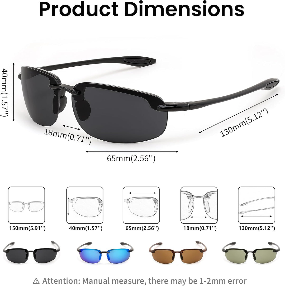 商品图片 7 | B0FY1FT8ZN | FEISEDY Sports Sunglasses for Men Women TR90 Rimless Frame for Running Fishing Driving B0349