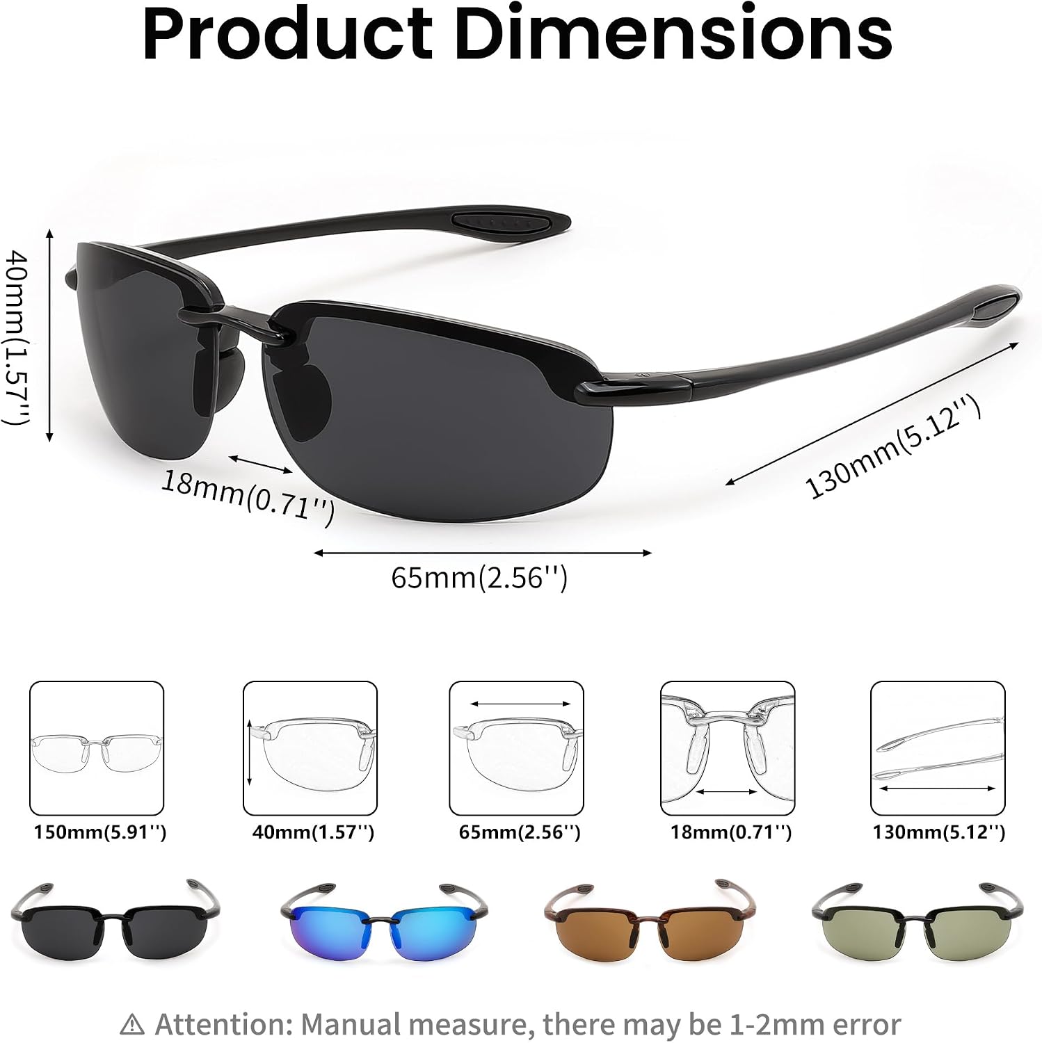 商品图片 7 | B0FY1FT8ZN | FEISEDY Sports Sunglasses for Men Women TR90 Rimless Frame for Running Fishing Driving B0349