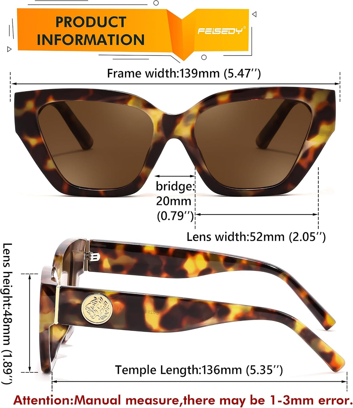 ÉÌƷͼƬ 13 | B0F8N6T6HM | FEISEDY Women's Polarized Cat Eye Sunglasses - UV400 Protection, Trendy Design for Driving & Daily Wear B0299