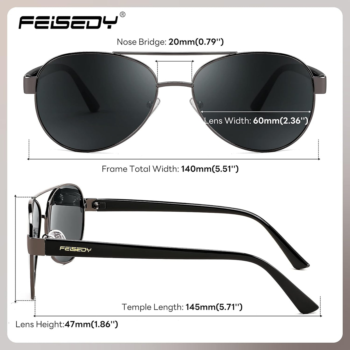 ÉÌƷͼƬ 37 | B0BXXC6Y74 | FEISEDY Classic Aviator Sunglasses for Women Pilot Polarized Sunglasses Men UV400 Protection for Driving Fishing Golf B4109