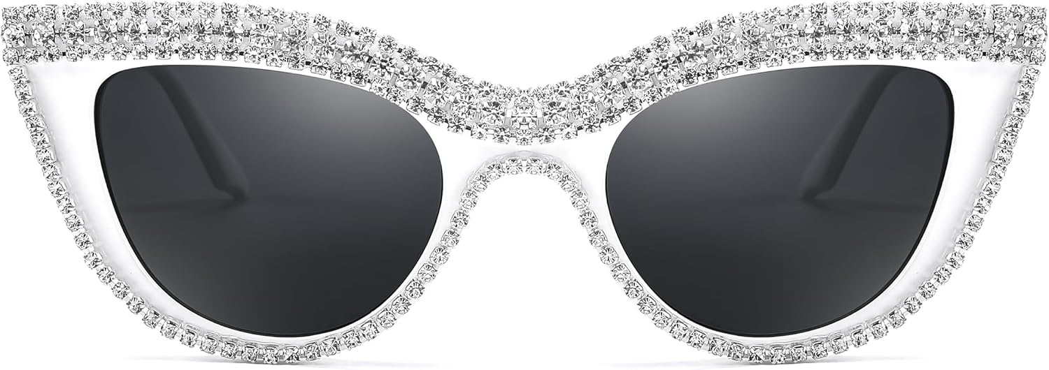 商品图片 40 | B0BZ7YMM4F | FEISEDY Oversized Women Cat Eye Rhinestone Sunglasses Costume Party B2360