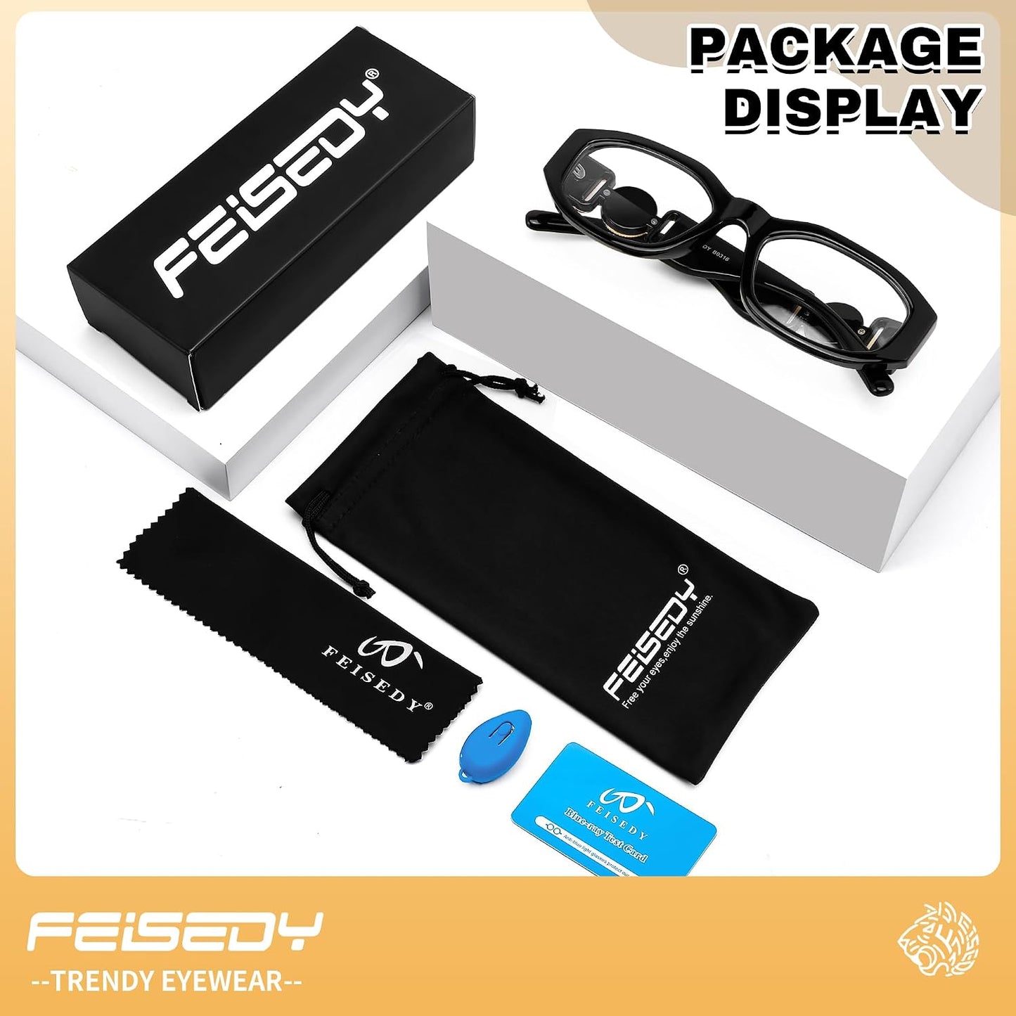 商品图片 7 | B0G34Q5S98 | FEISEDY Retro Trendy Narrow Blue Light Glasses for Women Men B0316 | Vintage 90s Small Square Eyeglasses,Blue Light Blocking