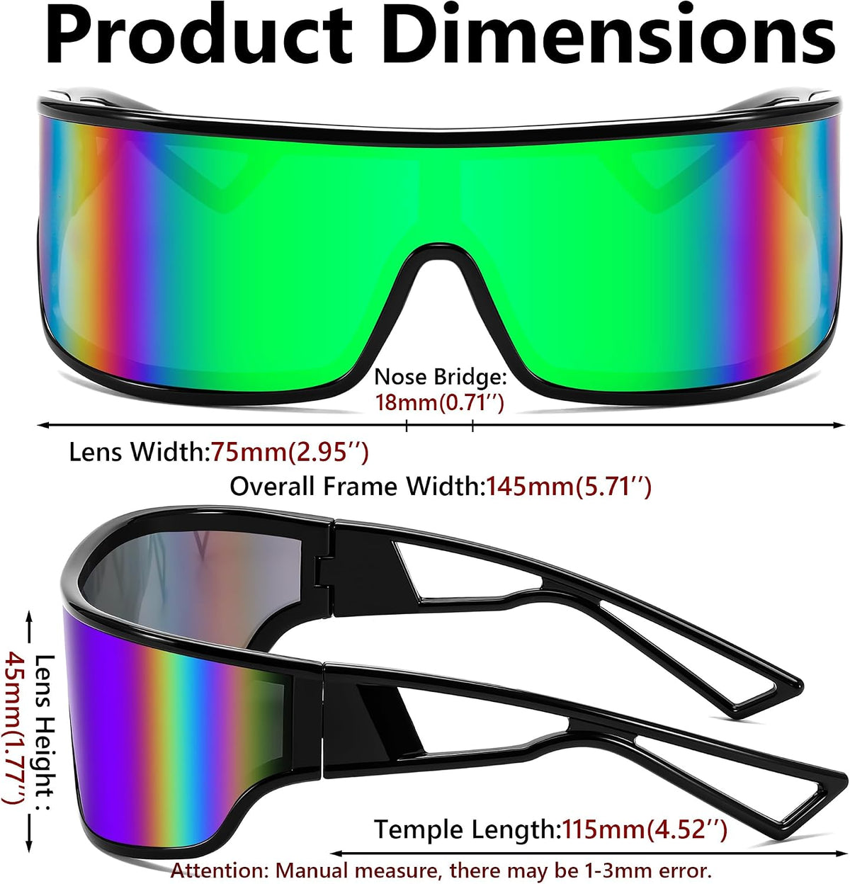 ÉÌƷͼƬ 20 | B0D3PKKSD9 | FEISEDY Trendy Futuristic Wrap Sunglasses Flat Top Mirrored One Piece Lens Reflective Sun Glasses for Women Men B0161