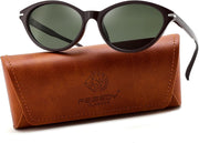 Glossy Dark Purple Frame & Dark Green Lenses / 52 Millimeters | B0HBVFZGK5 | FEISEDY Retro Polarized Cat Eye Sunglasses for Women Men UV400 B0466
