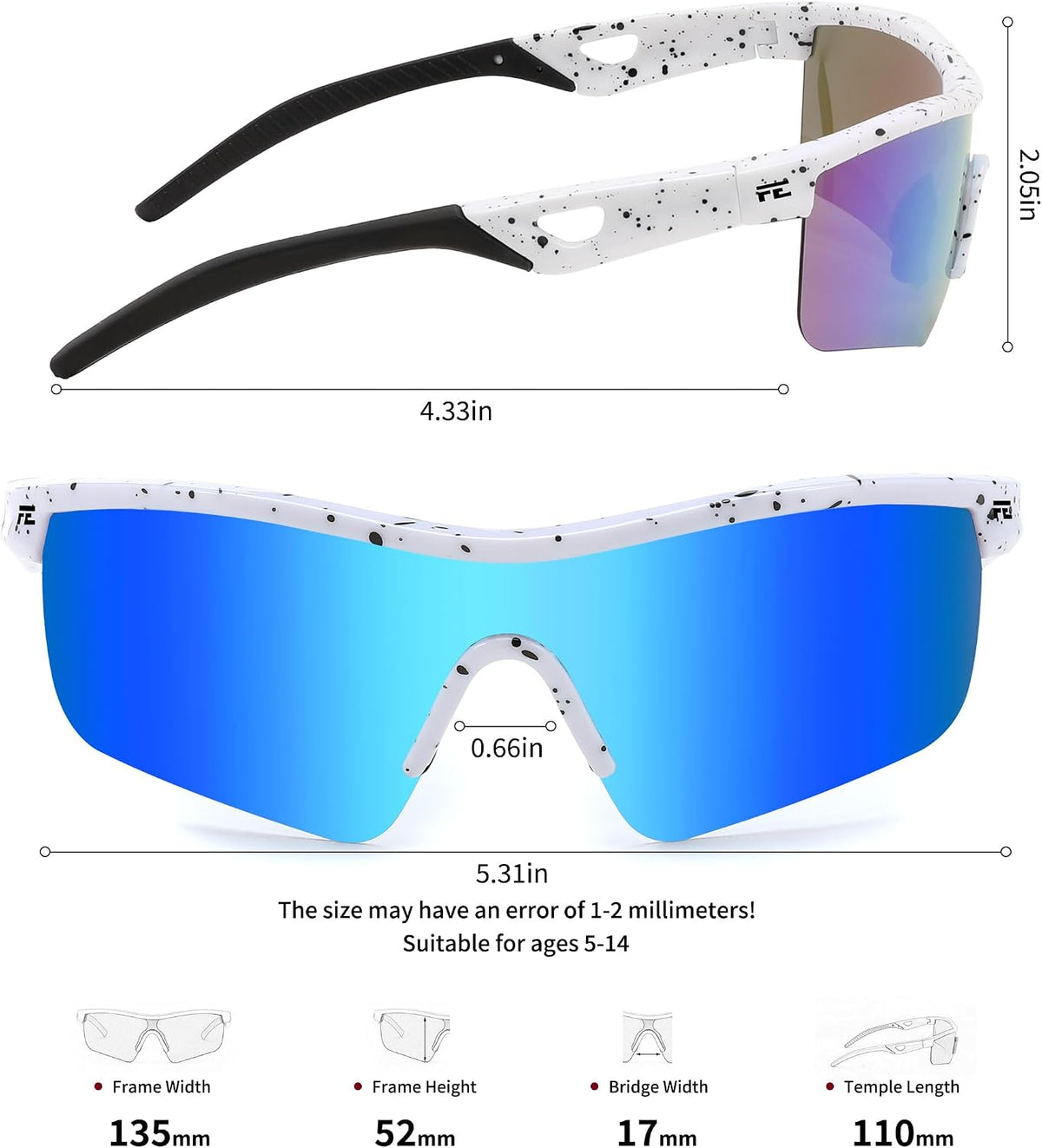 ÉÌƷͼƬ 69 | B07JZ18KMZ | FEISEDY Kids Polarized Sports Sunglasses, TR90 UV400 Baseball Cycling