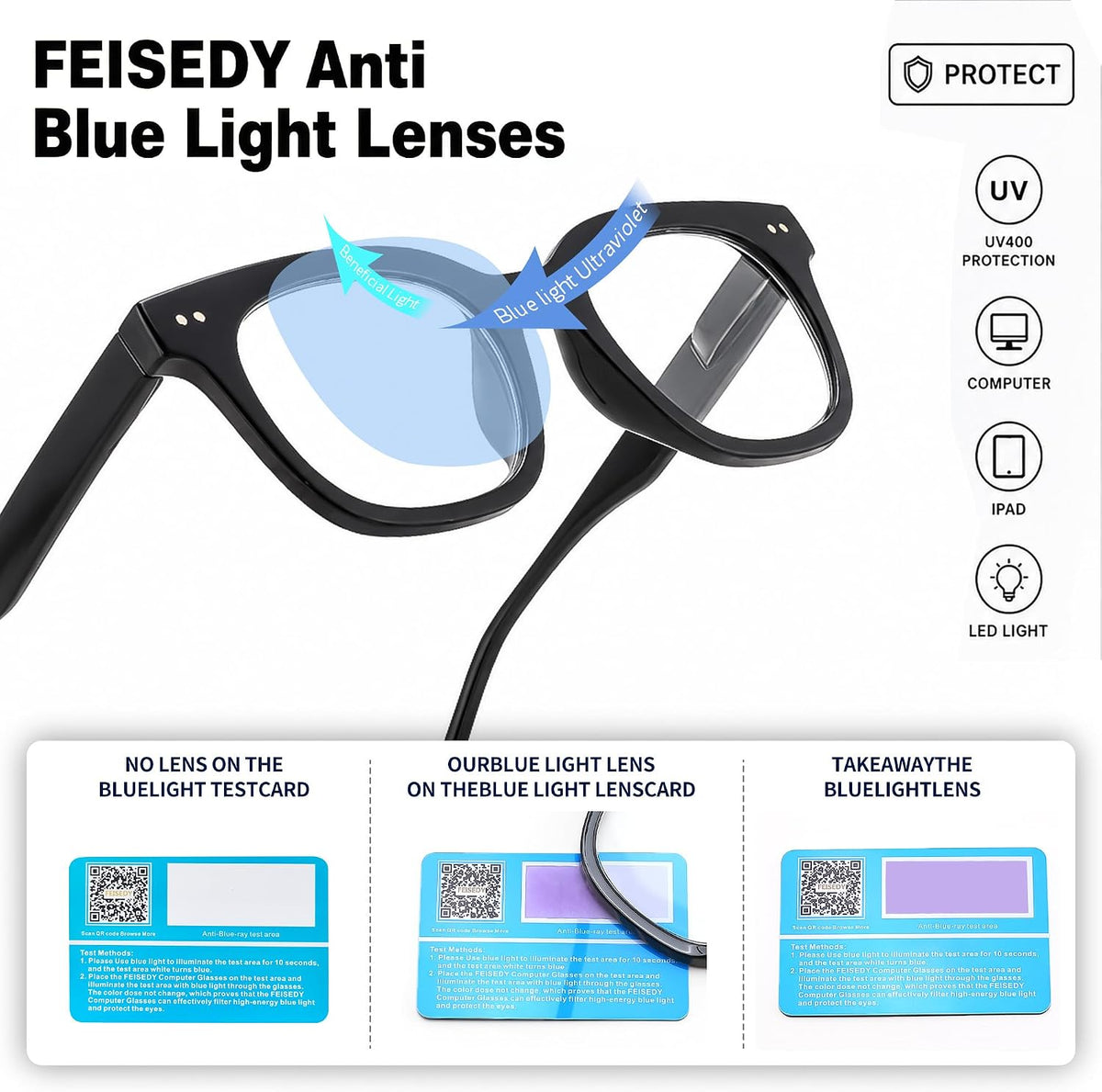 商品图片 4 | B0HCTFJTY2 | FEISEDY Blue Light Blocking Reading Glasses for Women Men B0401