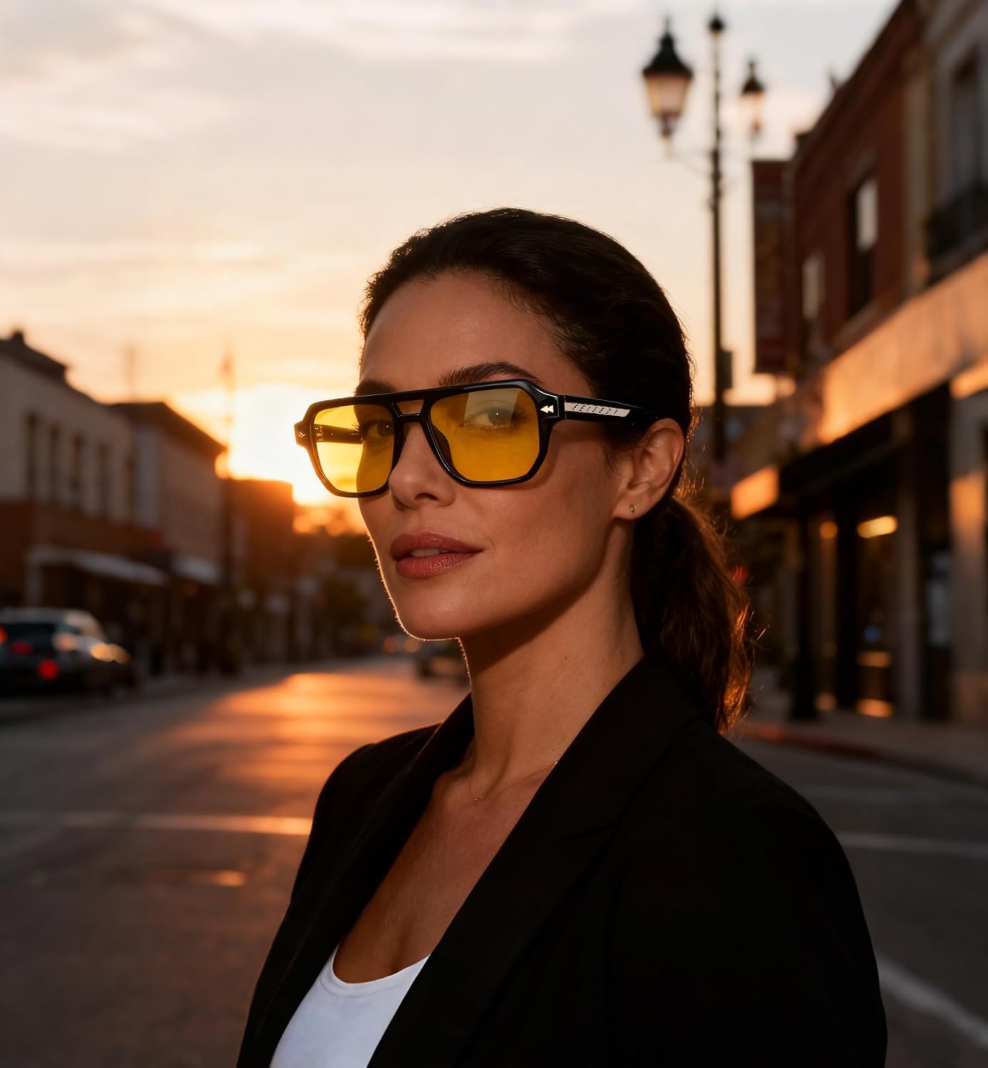商品图片 35 | B0DSH2BVX5 | FEISEDY Polarized Aviator Sunglasses Men Women, Retro 70s Style Design - UV400 Protection, Driving & Daily Wear B0203