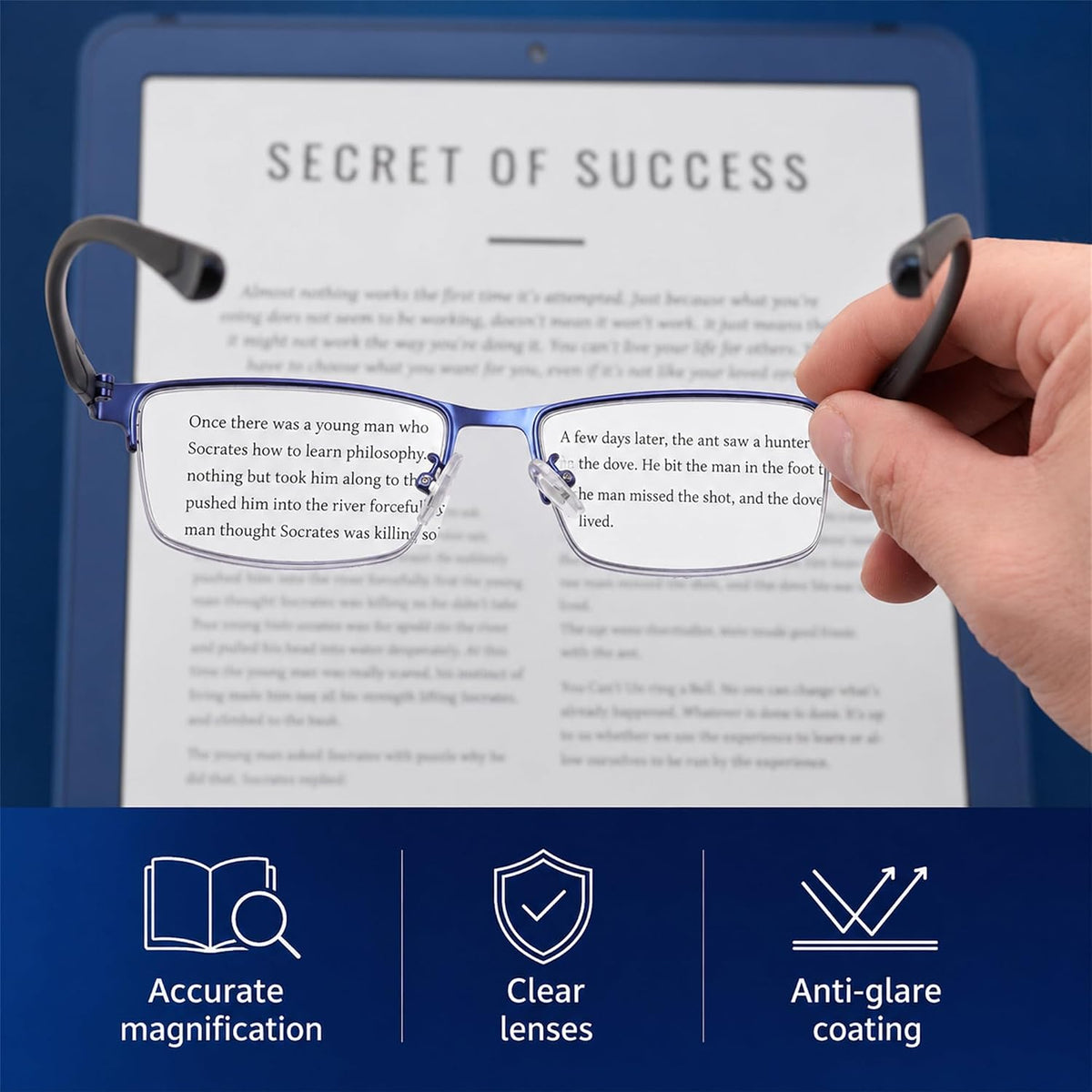 商品图片 21 | B0HBWVWRX5 | FEISEDY Rectangle Blue Light Blocking Reading Glasses Half Frame B0462