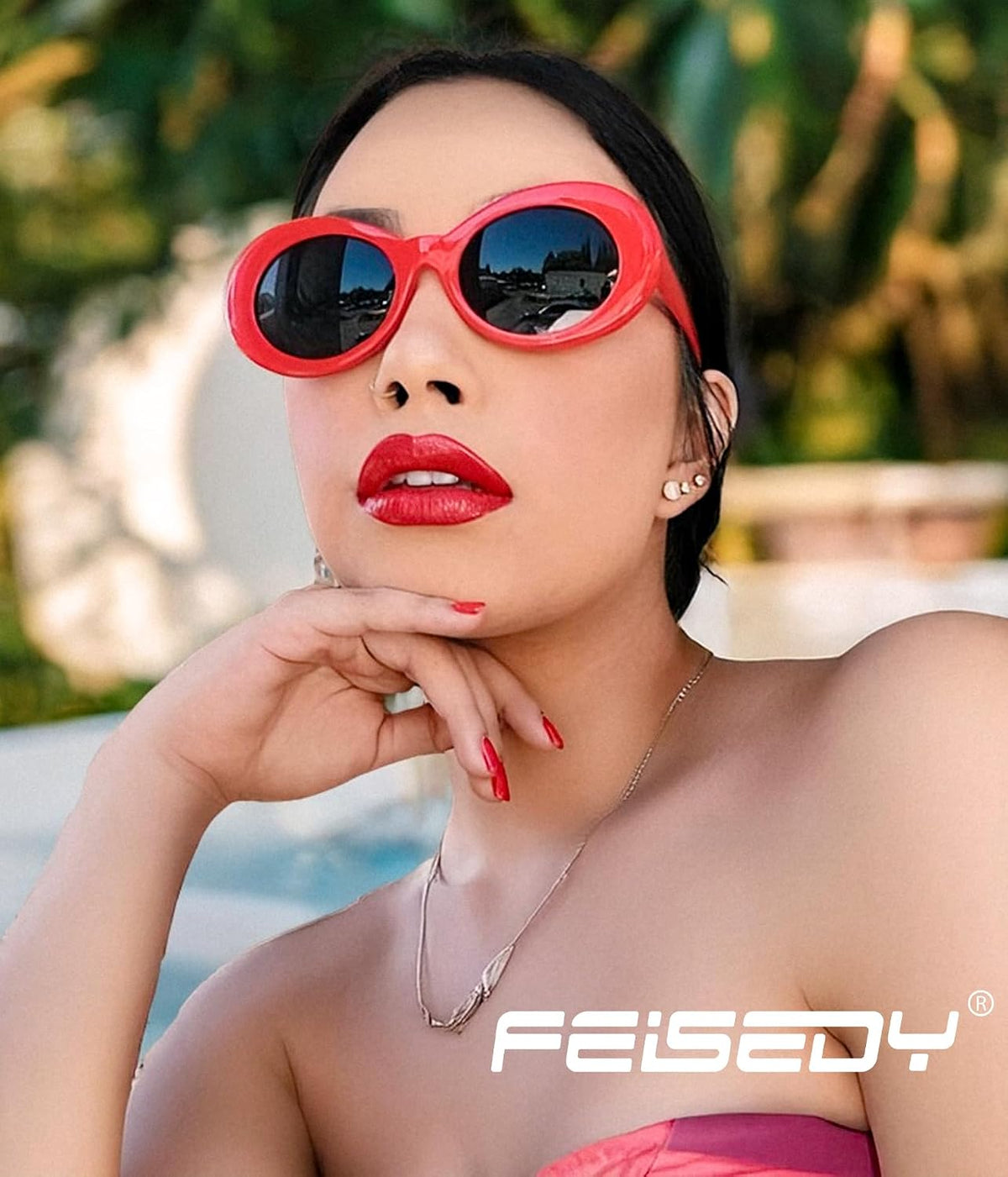 ÉÌƷͼƬ 2 | B074H8KFSZ | FEISEDY Sunglasses White Oval Clout Goggles for Women Men Retro Round Trendy Rimmed Clueless Costume Frame B2253