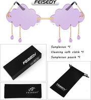 ÉÌƷͼƬ 40 | B09K7C4FB7 | FEISEDY Retro Dripping Cloud Shaped Tassel Sunglasses Rimless Women Funny Party Disco Eyewear B2834