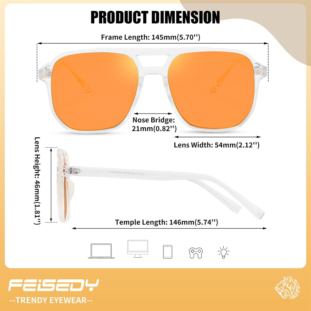 ÉÌƷͼƬ 56 | B0GCVQFPW9 | FEISEDY Blue Light Glasses for Computer Gaming Anti Eyestrain Glasses G2835