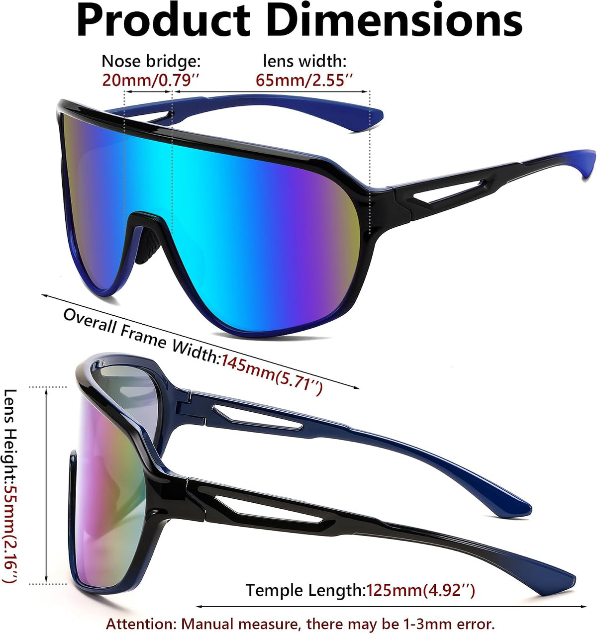 ÉÌƷͼƬ 31 | B0D5D4T92Q | FEISEDY Sports Sunglasses for Men and Women,Oversized One Piece Reflective Lens Cycling Sunglasses B0178