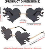 ÉÌƷͼƬ 7 | B0D9428ZX6 | FEISEDY Melting Flame Heart Sunglasses For Women Men Trendy Rimless Fire Shaped Party Glasses B2366