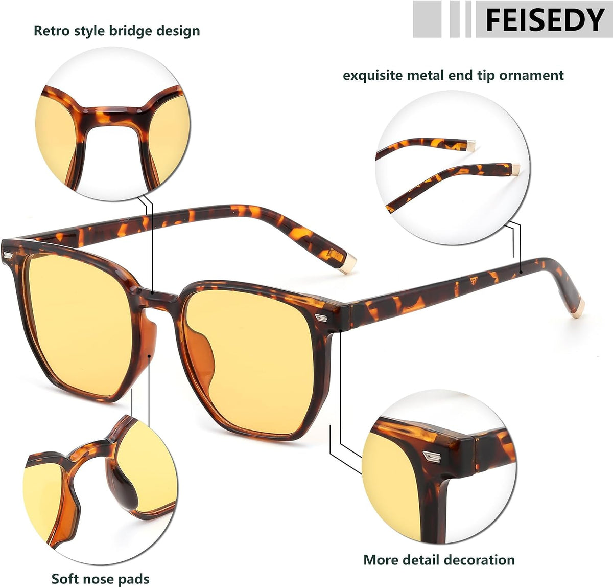 ÉÌƷͼƬ 33 | B0F58QMH7Q | FEISEDY Retro Square Sunglasses Women Men Trendy Rectangle Shades Vintage Sun Glasses B0274