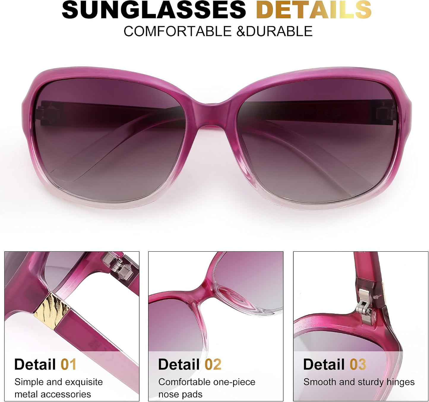 商品图片 18 | B0FZKDK786 | FEISEDY Polarized Sunglasses for Women Classic Vintage UV400 Shade | Trendy Square Wraparound Ladies Sun Glasses B0309