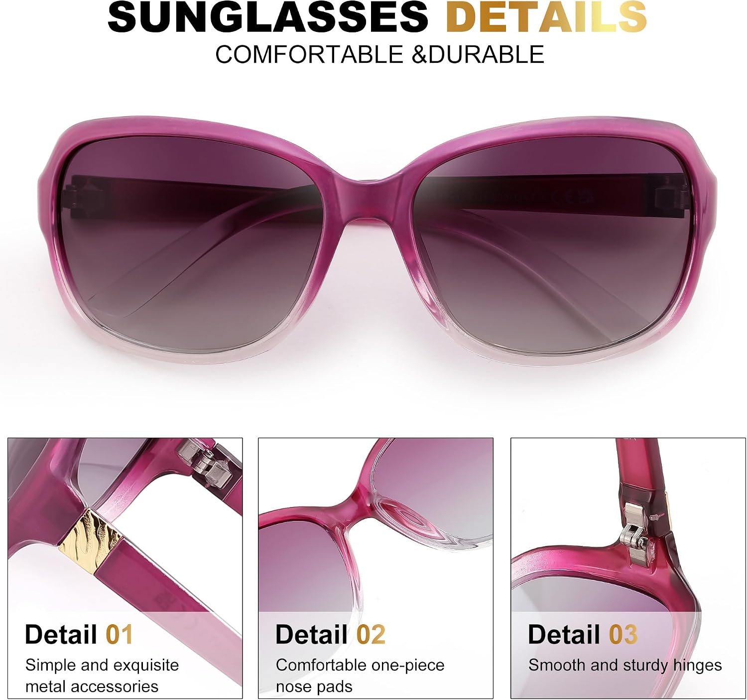 商品图片 18 | B0FZKDK786 | FEISEDY Polarized Sunglasses for Women Classic Vintage UV400 Shade | Trendy Square Wraparound Ladies Sun Glasses B0309