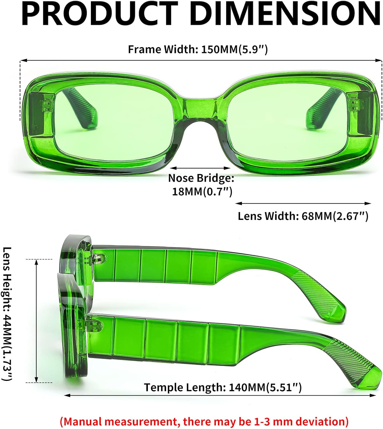 商品图片 3 | B0B12FXZW5 | FEISEDY Rectangle Sunglasses for Women Men Retro Y2k 90s Thick Frame Chunky Square Sunglasses UV400 Protection B2307