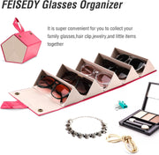 ÉÌƷͼƬ 17 | B0CSFHKMSS | FEISEDY Sunglasses Organizer 5 Slots Travel Glasses Case,Hanging Eyewear Holder Fashionable PU Leather Eyeglass Case B0087
