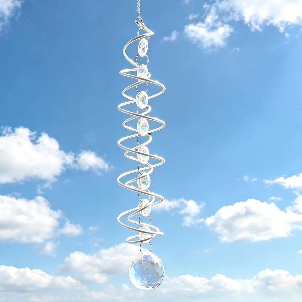 商品图片 2 | B0GZVH6566 | Clear Crystal Sun Catcher Spiral Wind Spinner, Hanging Rainbow Maker Prism for Window Home Garden Decor