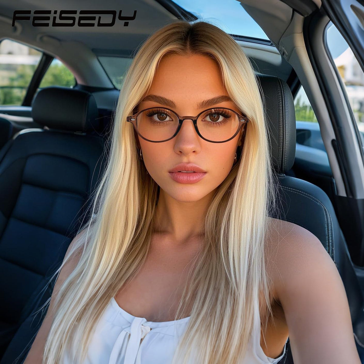 ÉÌƷͼƬ 28 | B0DJ4YNFXZ | FEISEDY Vintage Oval Blue Light Glasses for Women Men Stylish Lightweight 90s Eyeglasses Fake Nerd Y2k Eyewear Frame B0242