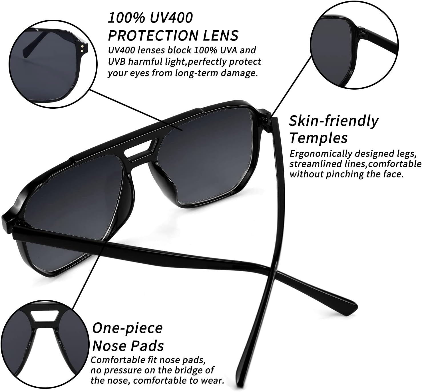 商品图片 128 | B09J8999GR | FEISEDY Retro Square Aviator Sunglasses Women Men 70s Vintage Trendy Plastic Frame Sun Glasses B2835
