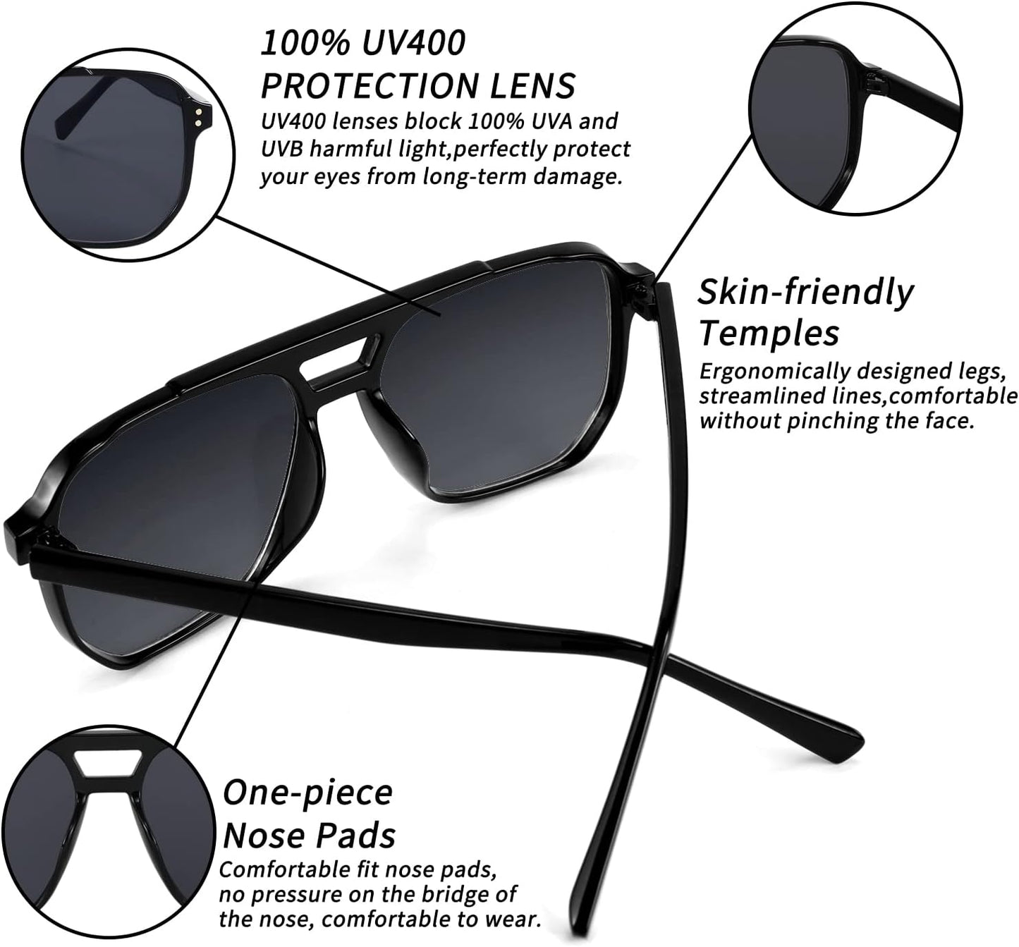 商品图片 128 | B09J8999GR | FEISEDY Retro Square Aviator Sunglasses Women Men 70s Vintage Trendy Plastic Frame Sun Glasses B2835