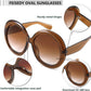 商品图片 17 | B0C7ZVD4MD | FEISEDY Oval Oversized Trendy Sunglasses Women Men Stylish Retro Big Frame Vacation Sun Glasees UV400 Protection B0017
