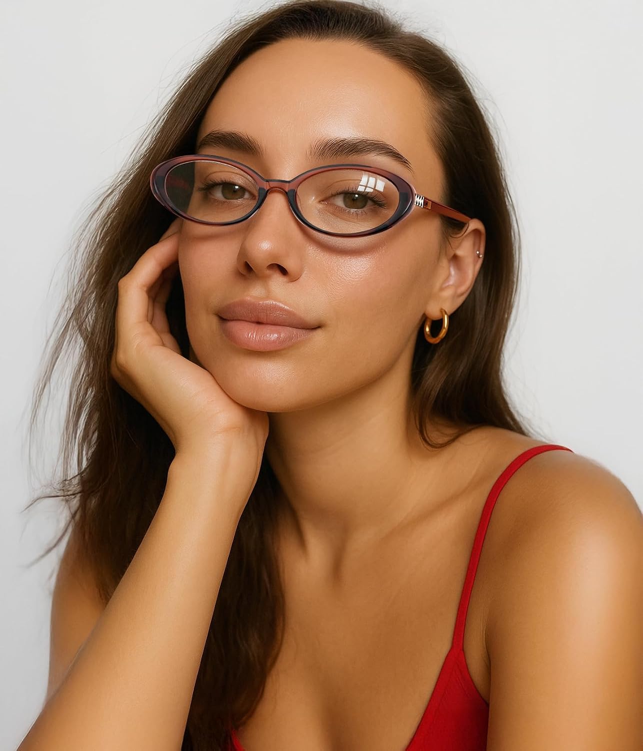 商品图片 15 | B0F6MW26L2 | FEISEDY Oval Blue Light Glasses for Woman Vintage Small Face Lightweight Eyeglasses Retro Nerd Y2K Frame B0290