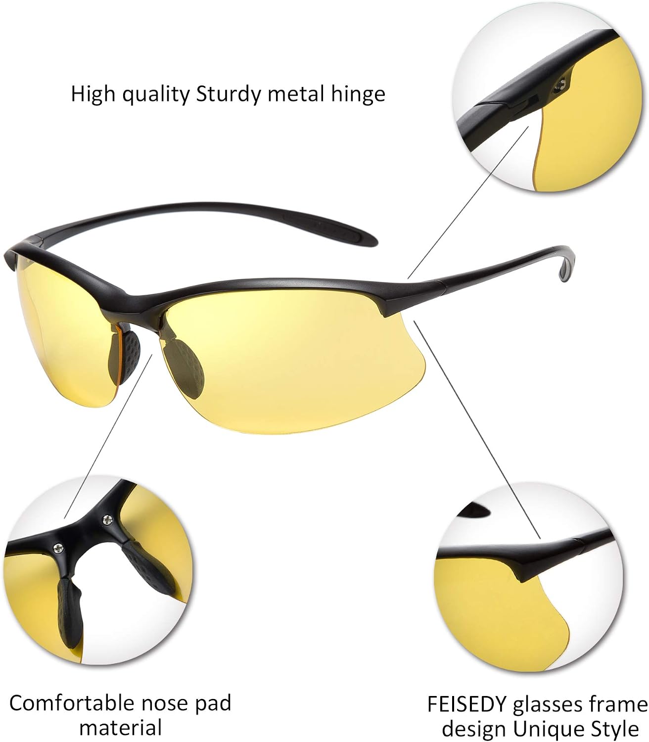商品图片 2 | B07PY2PMLK | FEISEDY Polarized Sports Sunglasses Men Outdoor Running Riding TR Frame Sunglasses B2484