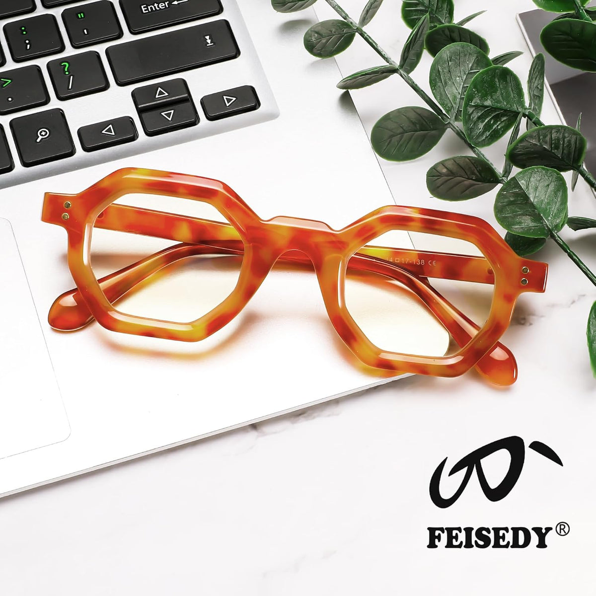 ÉÌƷͼƬ 5 | B0CSSL3RWH | FEISEDY Retro Octagon Blue Light Glasses for Women Men Vintage Polygon Anti Glare Eyeglasses B0102