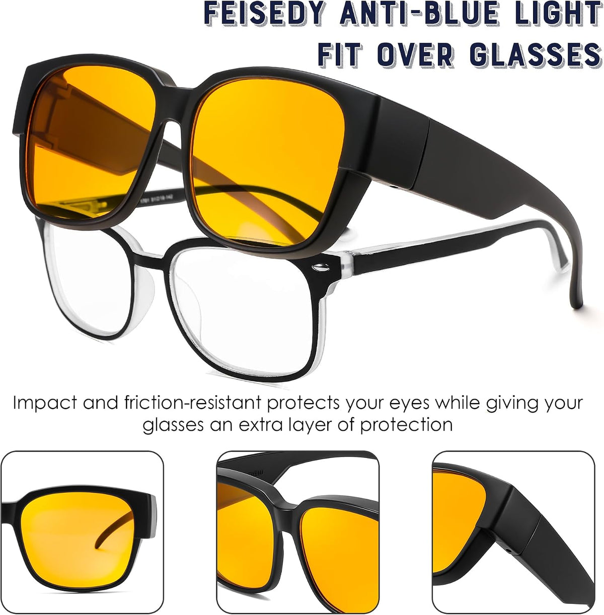 ÉÌƷͼƬ 8 | B0DHC5JDXR | FEISEDY Fitover Computer Blue Light Glasses Driving Gaming Eyeglasses Anti Glare Nighttime Eye Wear with Yellow Lenses B1226