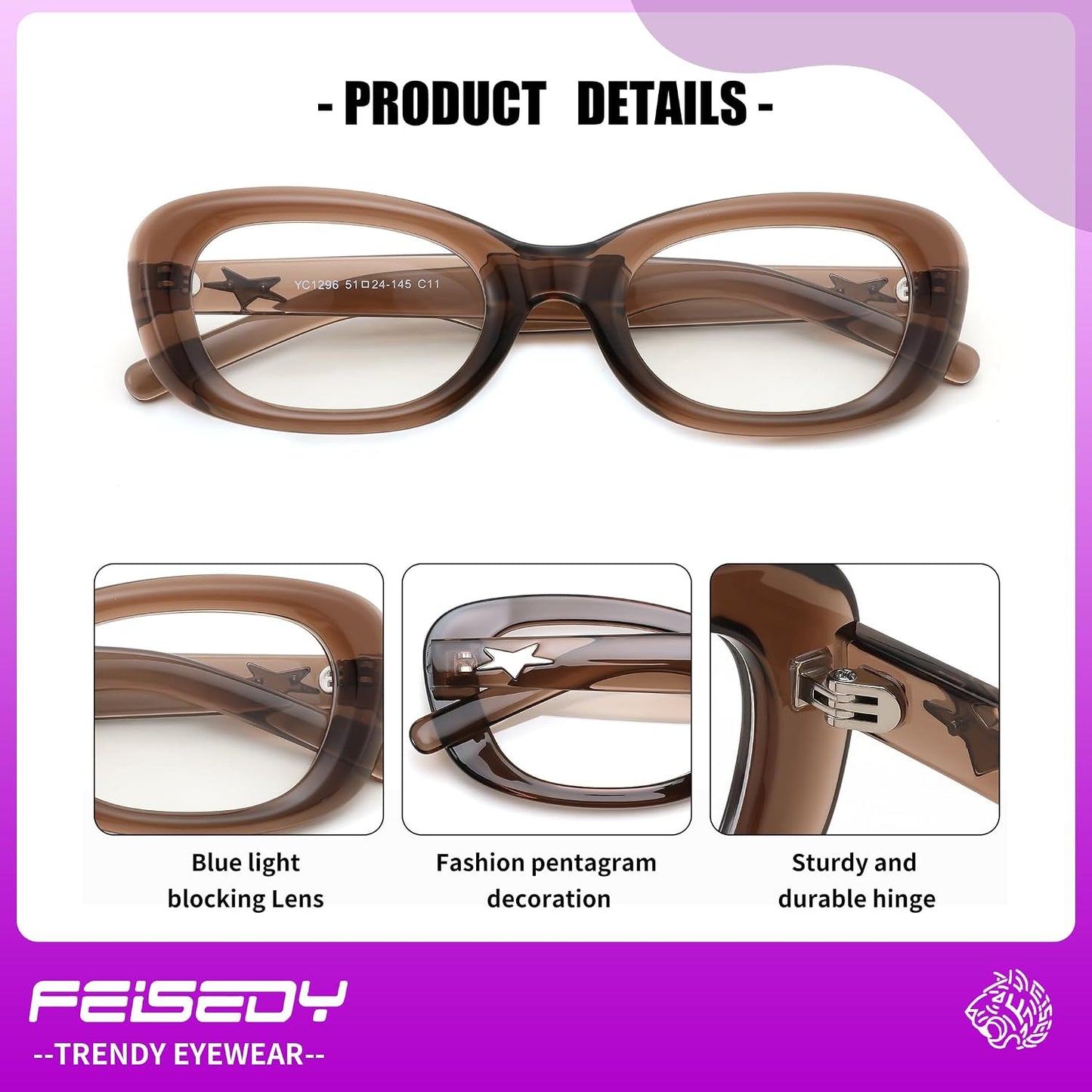 商品图片 6 | B0DD6M5F2B | FEISEDY Retro Oval Blue Light Blocking Glasses for Women Nerd Fake Glasses Y2k Small Eyewear Frame B0229