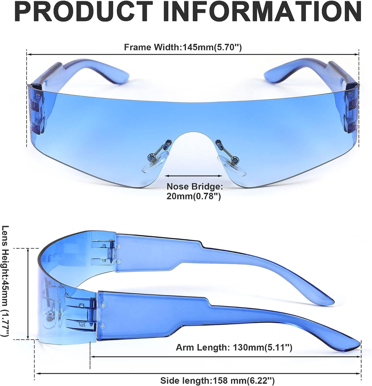 ÉÌƷͼƬ 35 | B0B1V45SXC | FEISEDY Y2K Futuristic Sunglasses Women Men Rimless One Piece Miorred B2927