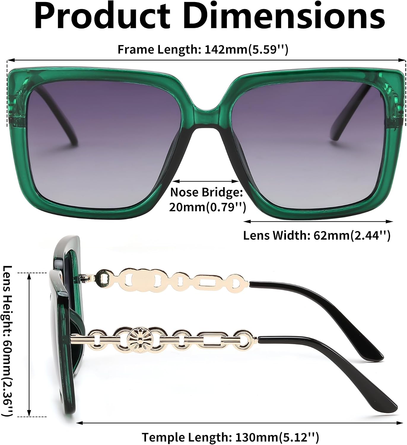 商品图片 26 | B08HVPGJW5 | FEISEDY Sunglasses Womens Trendy, Oversized Square Shades, Pearl Inlay Cat Eye Frame UV400 Protection B2625