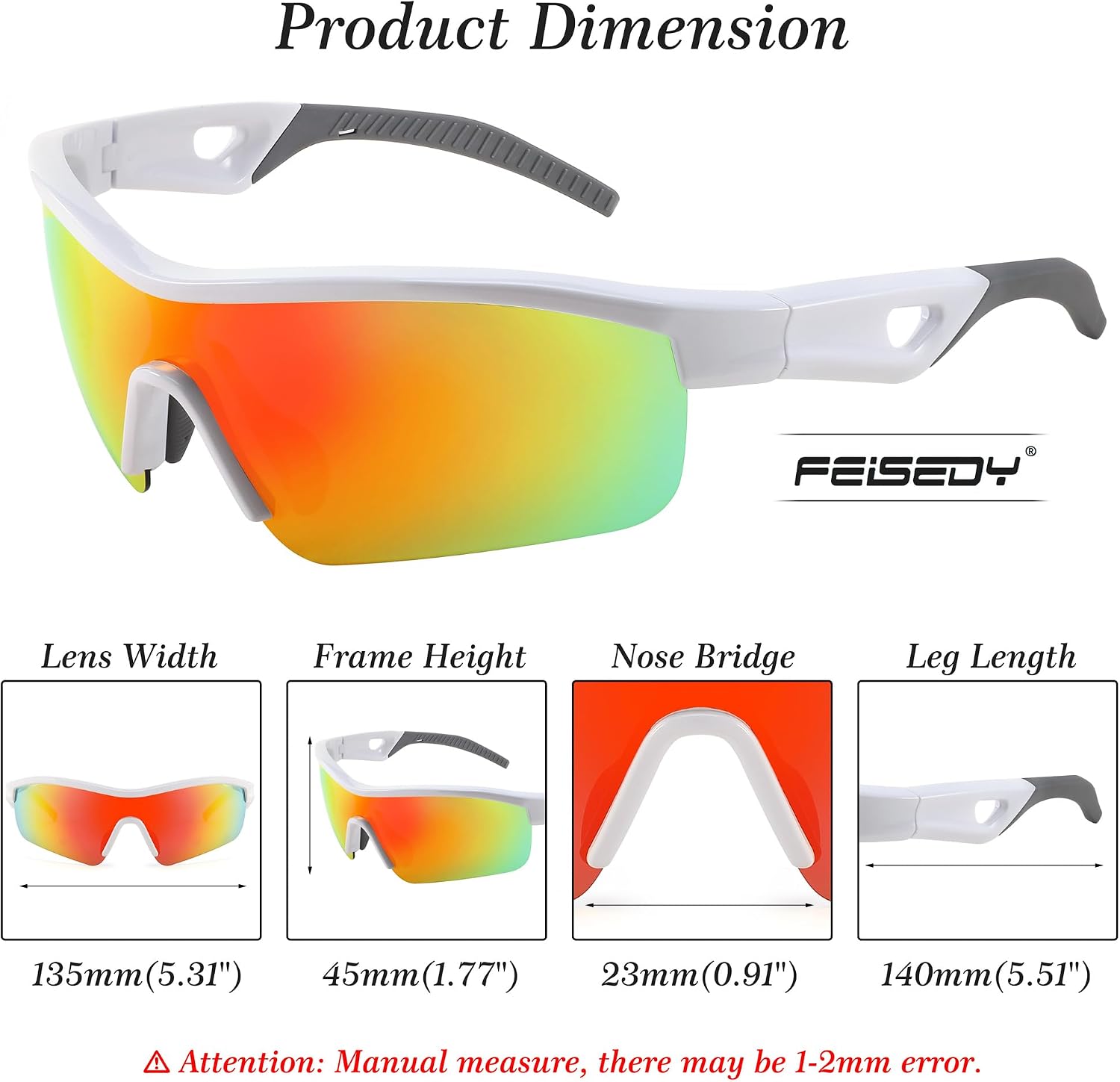 商品图片 43 | B0C7189J4Z | FEISEDY Men Sunglasses, Polarized Cycling Sunglasses, UV400 Sports Baseball Running Fishing Hiking Shades B2372