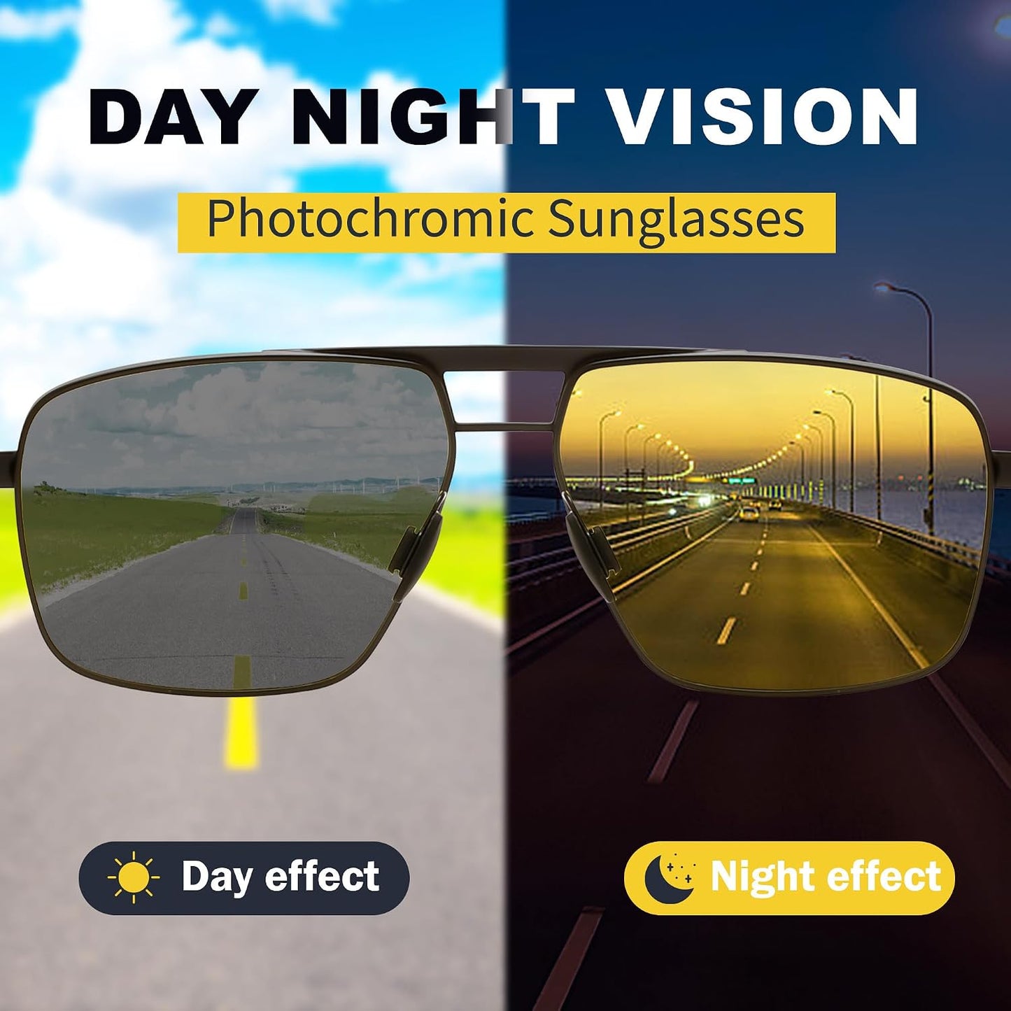 商品图片 18 | B0D6RBYFQB | FEISEDY Polarized Aviator Photochromic Sunglasses Men Women for Day and Night Driving Metal Frame B0172