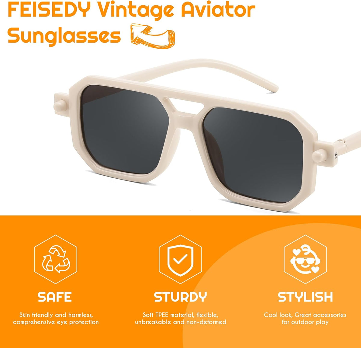 ÉÌƷͼƬ 5 | B0DB1CWQFV | FEISEDY Toddler Aviator Polarized Sunglasses Flexible Frame Cute Baby Boys Girls Age 0-6 Rubber Outdoor B2789