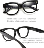 商品图片 3 | B08MFD4QG6 | FEISEDY Retro Square Anti Blue Light Blocking Glasses Women Thick Oversized Computer Eyeglasses Double Metal Studs B2689