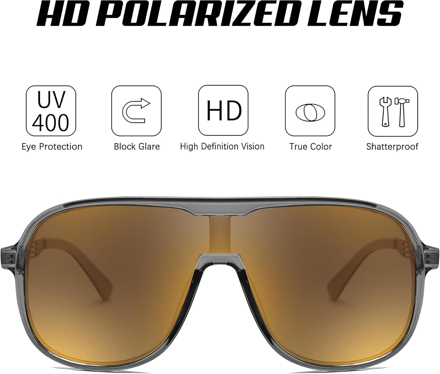 商品图片 20 | B0DSV55WLM | FEISEDY Polarized Sunglasses Men Women Mirrored One Piece Lens B0277