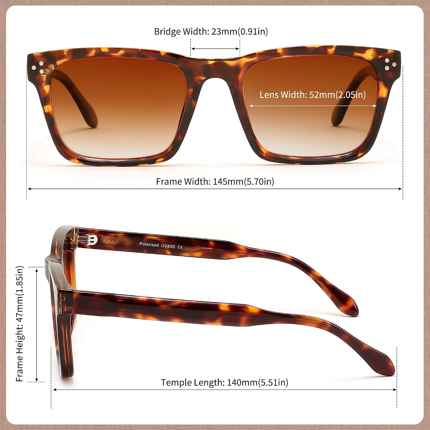 商品图片 33 | B0FHD6DJB5 | FEISEDY Trendy Square Polarized Sunglasses For Men Women Thick Frame B0294