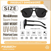 ÉÌƷͼƬ 6 | B0H79Y4V6B | FEISEDY Retro Aviator Square Polarized Sunglasses Women Men Trendy B0444