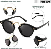 ÉÌƷͼƬ 21 | B0GX62YR7C | FEISEDY Retro Round Metal Brow Sunglasses for Women for Small Face B0427