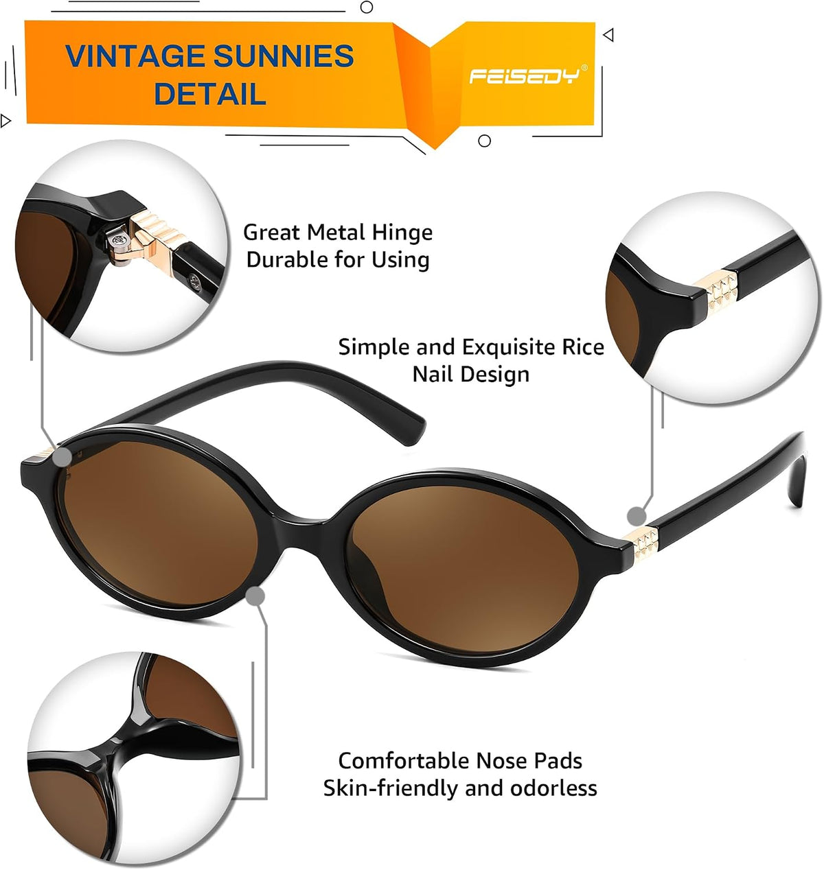 ÉÌƷͼƬ 73 | B0DTHVTKB5 | FEISEDY Retro Oval Sunglasses for Women 90s Narrow Round Lightweight Shades Y2k Trendy Sunnies B1171