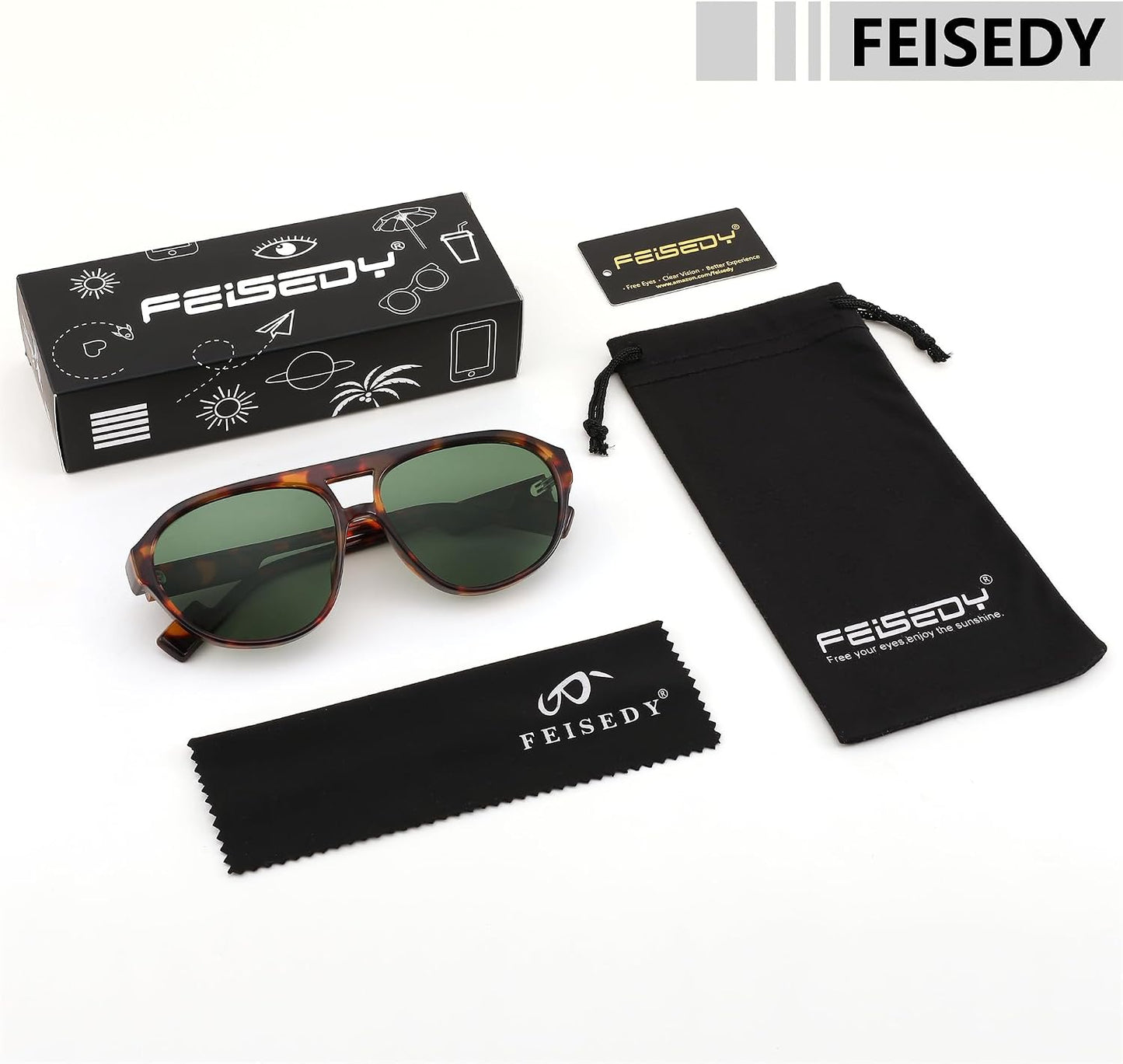 商品图片 6 | B0C56XTXBV | FEISEDY Sunglasses Women Men Polarized, Small 70s Aviator Frame, Retro Vintage Sun Glasses B2373