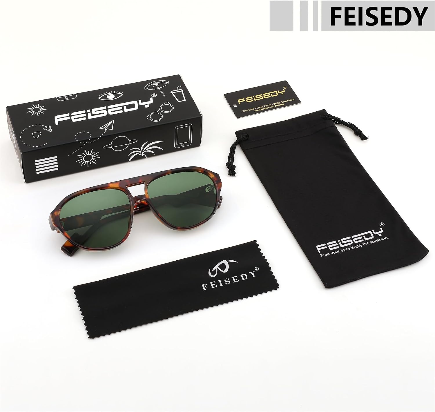 商品图片 6 | B0C56XTXBV | FEISEDY Sunglasses Women Men Polarized, Small 70s Aviator Frame, Retro Vintage Sun Glasses B2373