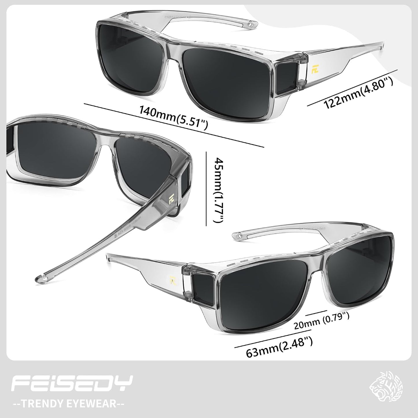 商品图片 5 | B0GR4T274K | FEISEDY Polarized Fit Over Glasses Sunglasses Driving Outdoors B0330