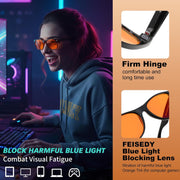 ÉÌƷͼƬ 3 | B0GK2PTMMH | FEISEDY Orange/Red Classic Blue Light Blocking Glasses for Women Men B0339