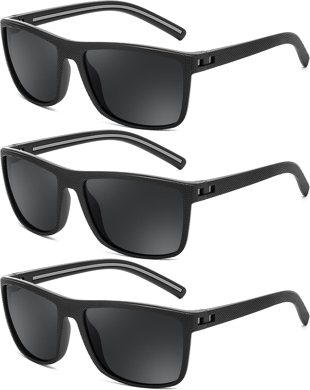 3pack-black+black+black / 60 Millimeters | B0F8J1C892 | FEISEDY Polarized Sunglasses for Men and Women Lightweight Frame Sun Glasses with UV400 Protection for Driving Fishing B0301